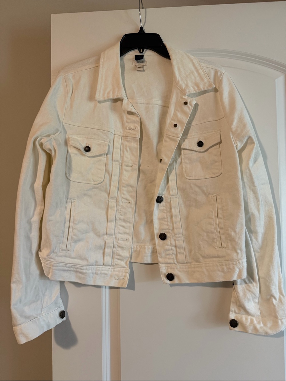 J. Crew Cream White Denim Jacket with Dark Buttons